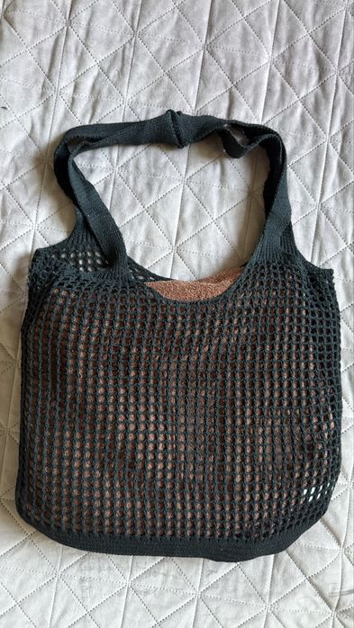 Стилна черна плажна чанта