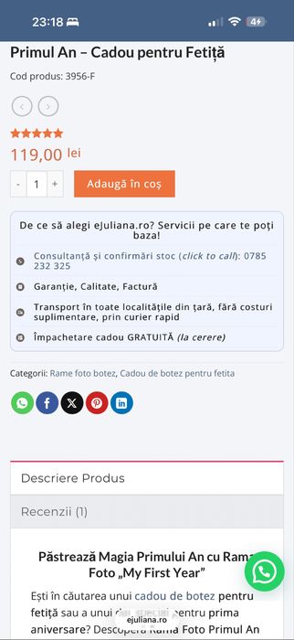 Rama mare ceramica - Primul an de viata