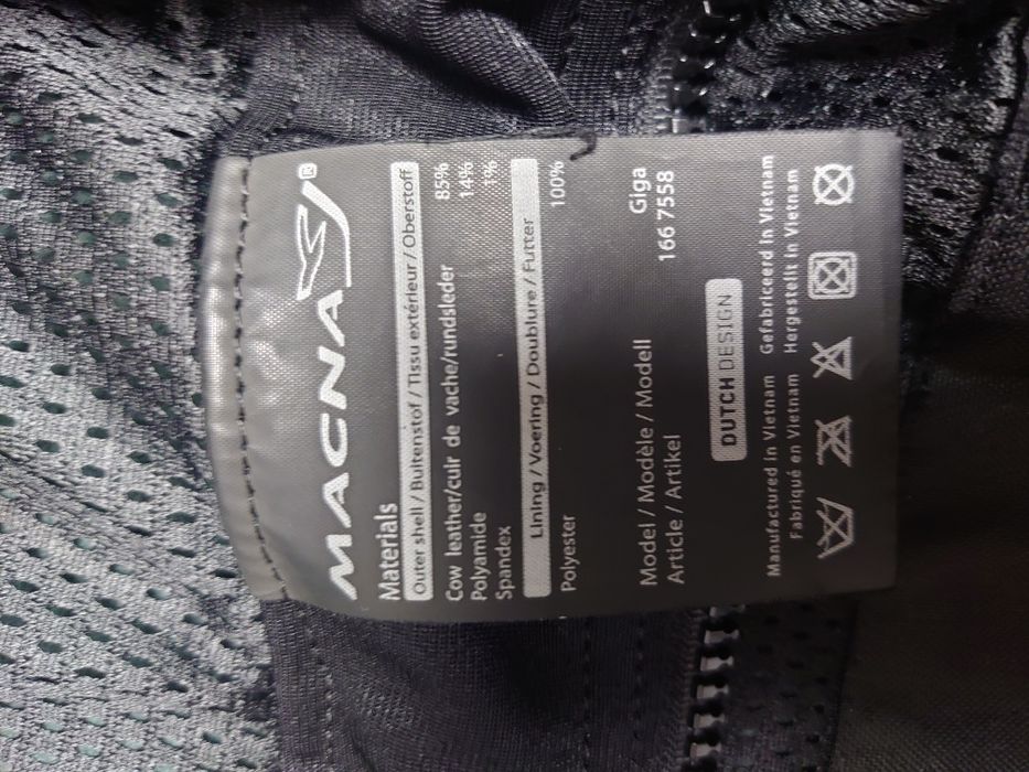Geaca moto Macna XL (real M) piele, protectii