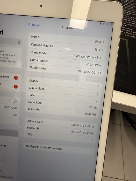 Apple iPad 8 Gen 32GB WiFi tableta perfect functionala si rapida