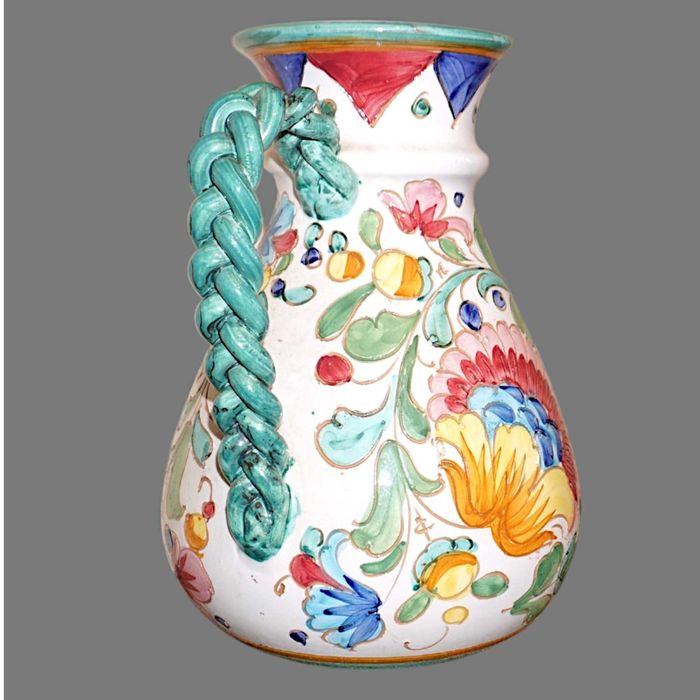 Ulcior mare pictat manual , carafa ceramica lucrata manual