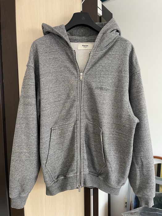 Represent Blank Zip Hoodie in Grey Melange size S