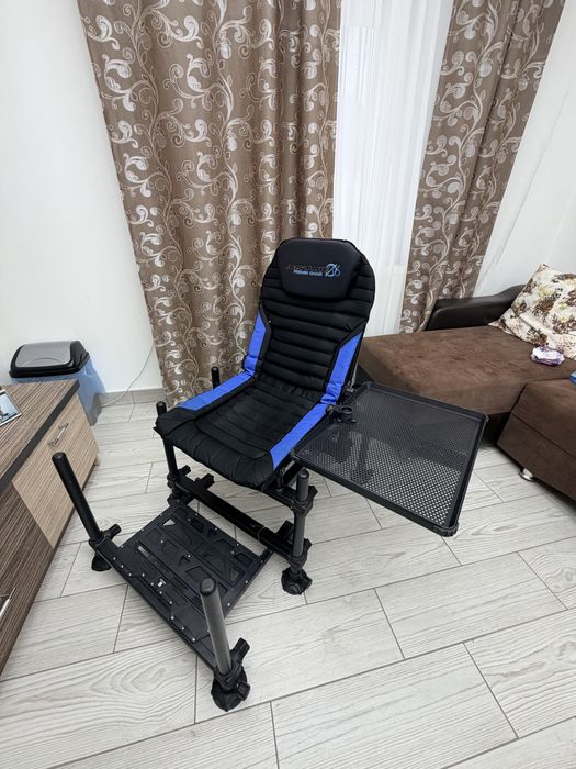 Scaun Preston Absolute 36 + platformă + masă feeder – stare foarte bună