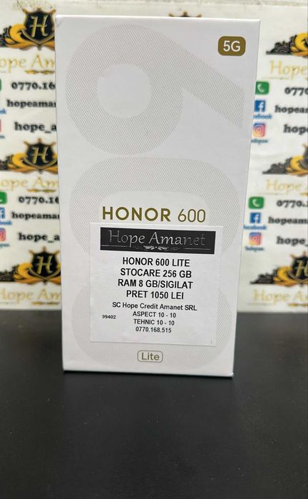 Hope Amanet P3  Honor 600 Lite  Stocare 256 GB  Ram 8 GB