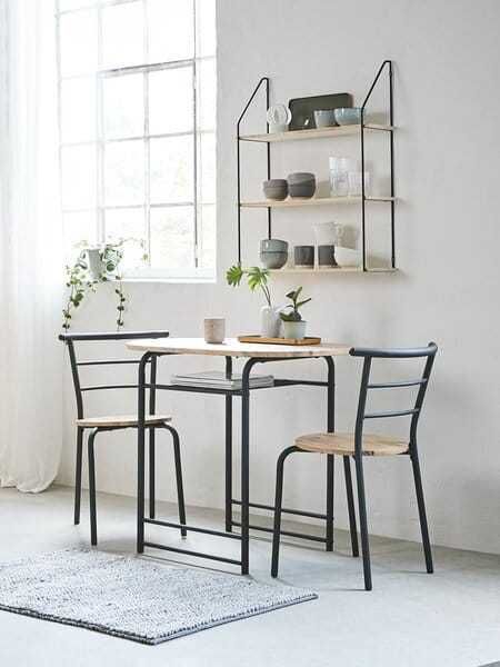 Raft perete BURRAQ, cu trei rafturi, negru, 65x80x20cm, neasamblat