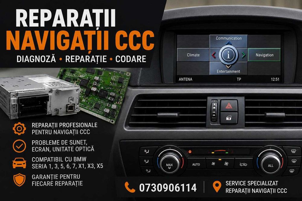 Diagnostic|Reparatiii BMW reparatie Navigatii CCC CIC NBT E90 E60 E70 E82 F10 F30 Garantie 12 luni Nu Porneste,Logo,Fara Sunet seria 3 5 6 X1 X3 X5 6
