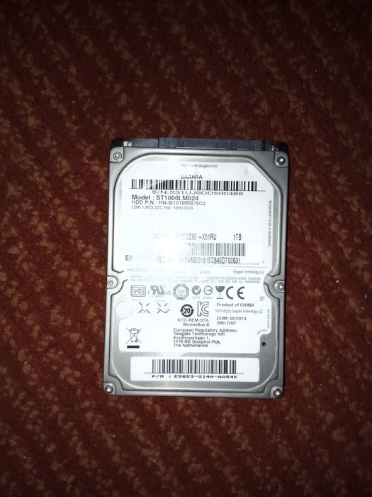 Продам жесткий дисн на 1тб для ноутбука из него можно сделать флэшку.