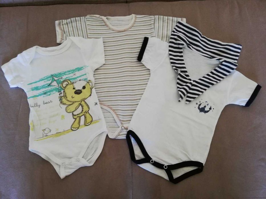 Лот бебешки бодита с ръкав 62 см. 9 части