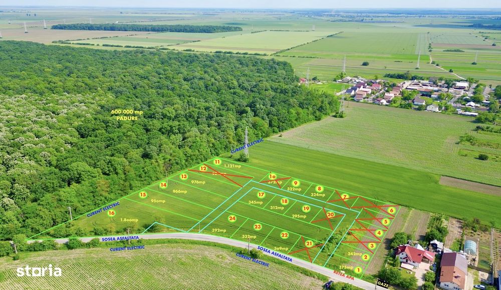 Loturi vile Valea Calugareasca langa padure, curent, gaze, apa,