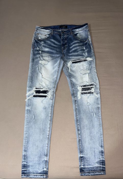 Blugi Amiri ripped skinny Blue