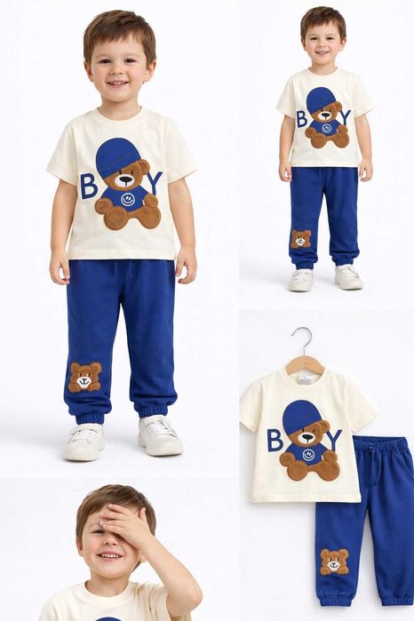 Детски комплект за момче с 3D пухено мече