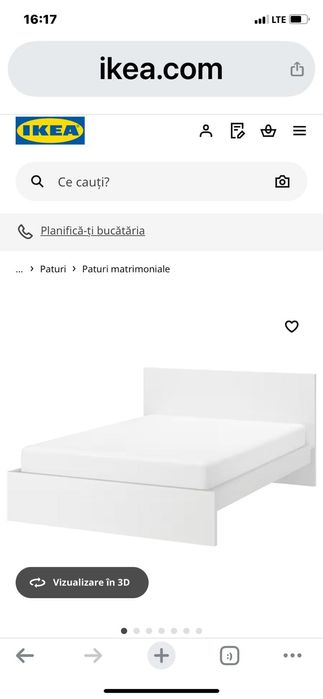 Pat lemn masiv 2 persoane Ikea