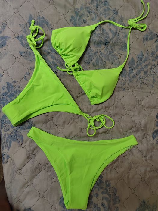 Бански lime green от три части