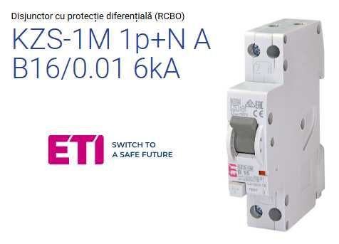 Disjunctor cu protecție diferențială (RCBO) KZS-1M 1p+N A B16/0.01 6kA