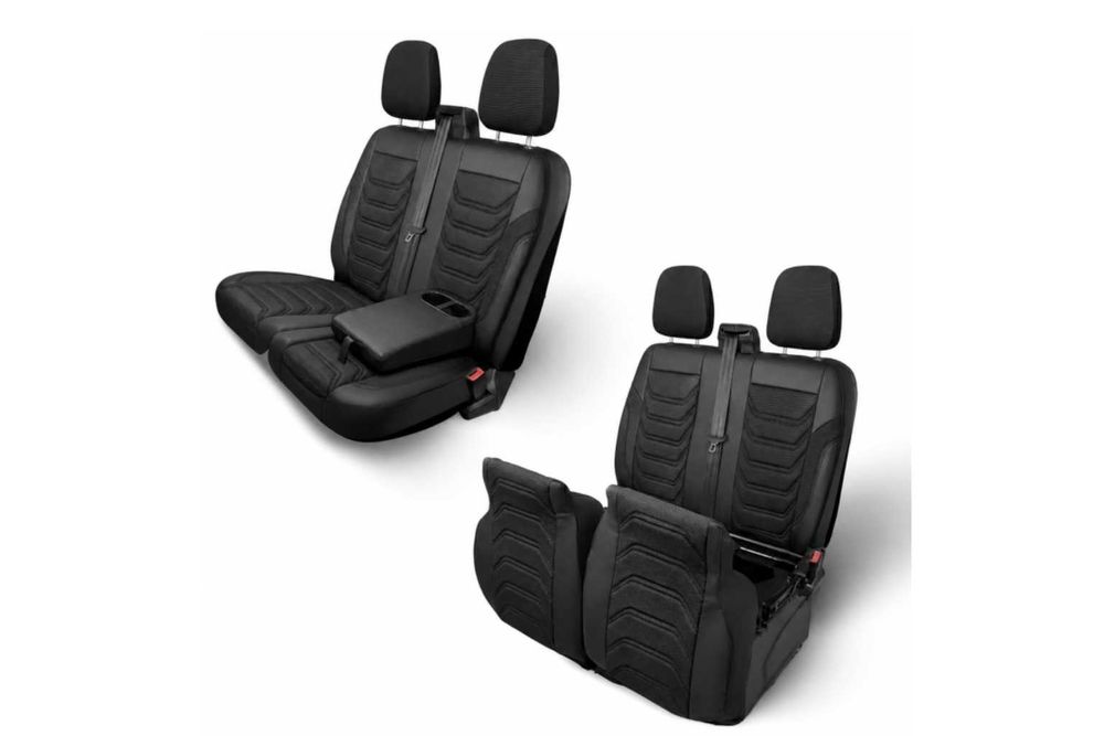 Луксозна тапицерия PANDA за RENAULT MASTER IV 2024- / NISSAN INTERSTAR 2024-, Еко кожа и текстил, Черно/Сиво