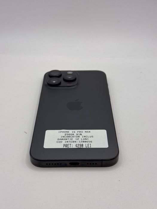 Magazin vinde iphone 15 pro max 256gb 91% garantie
