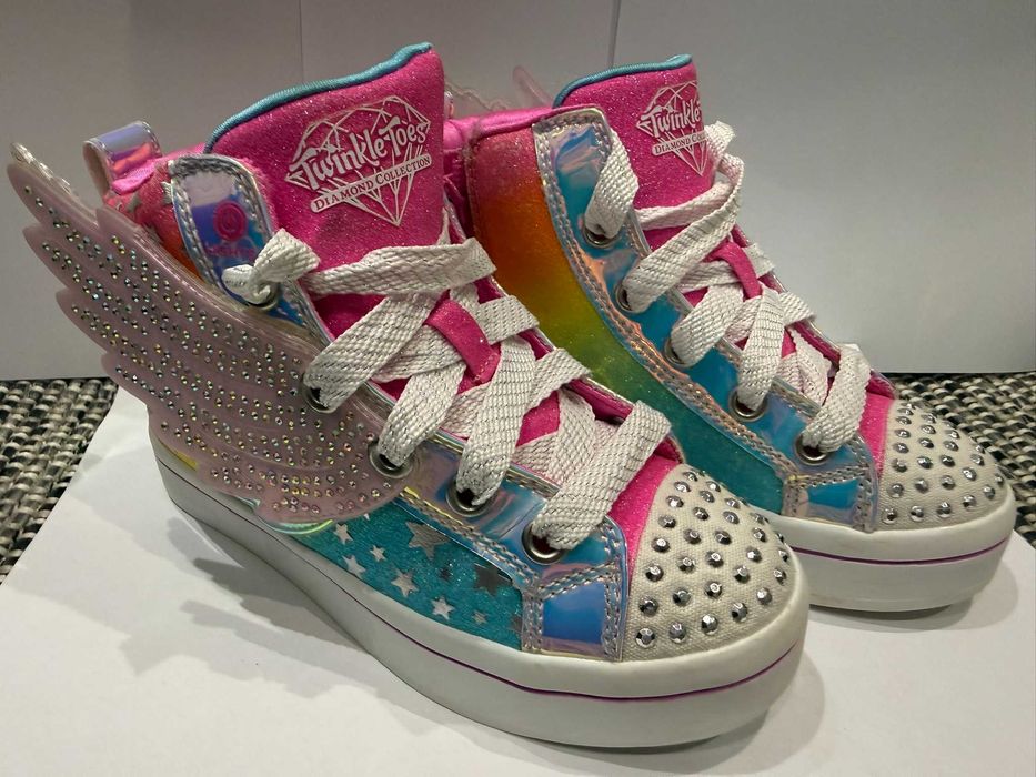 Ghete copii cu lumini SKECHERS roz, TWI-LITES 2.0, din piele ecologica
