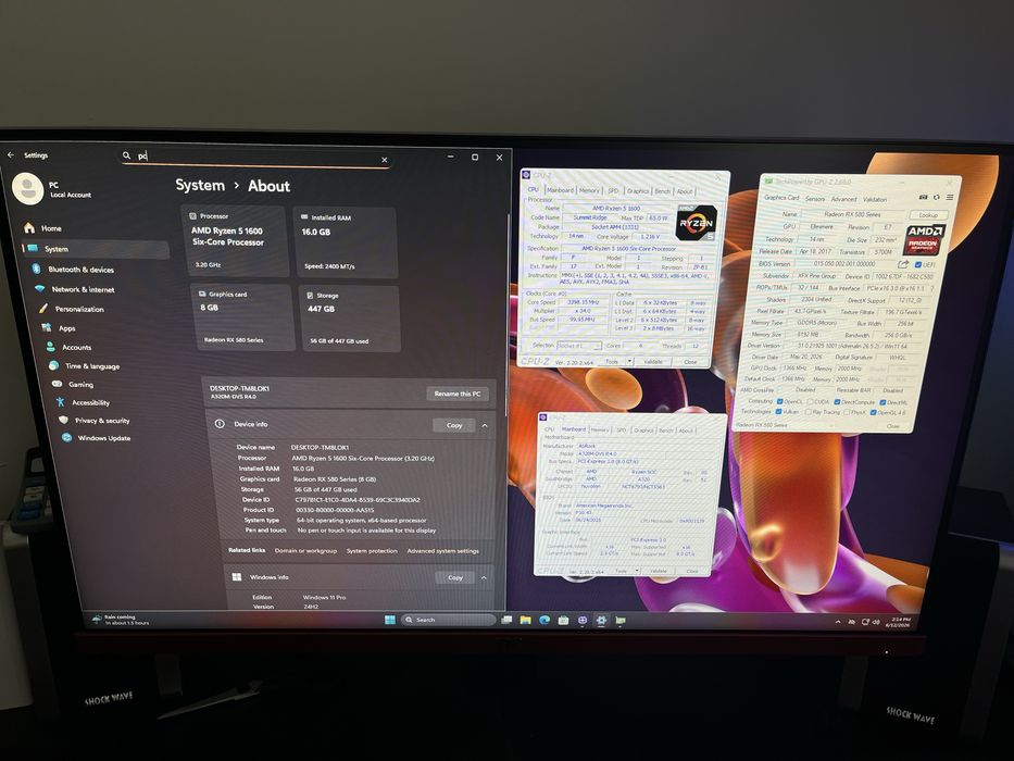 Pc gaming Ryzen 5 1600/16GB DDR4/RX580 8GB