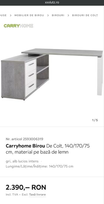 Birou din lemn pentru colț