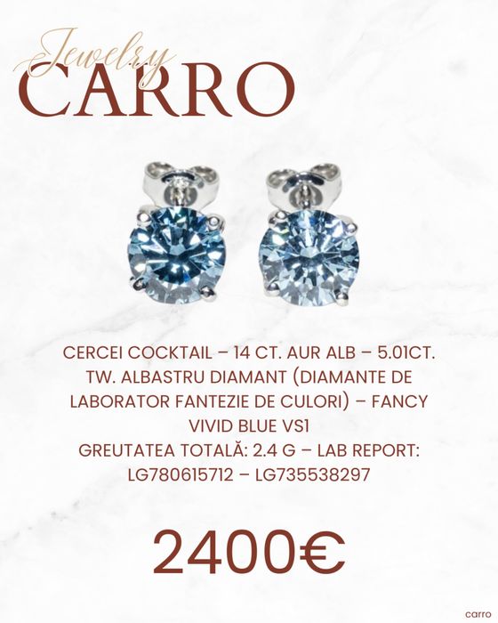 Cercei Aur Alb 14K Diamant Lab Grown Bleo
