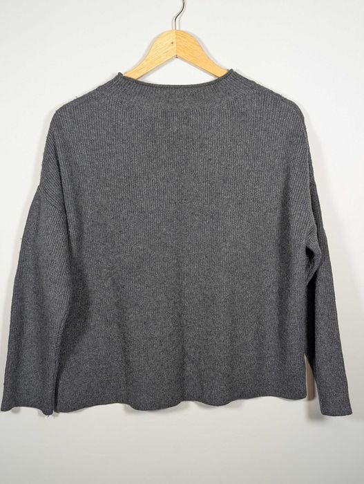 Pulover damă SHE, 40, gri, model herringbone, lână merinos & cașmir