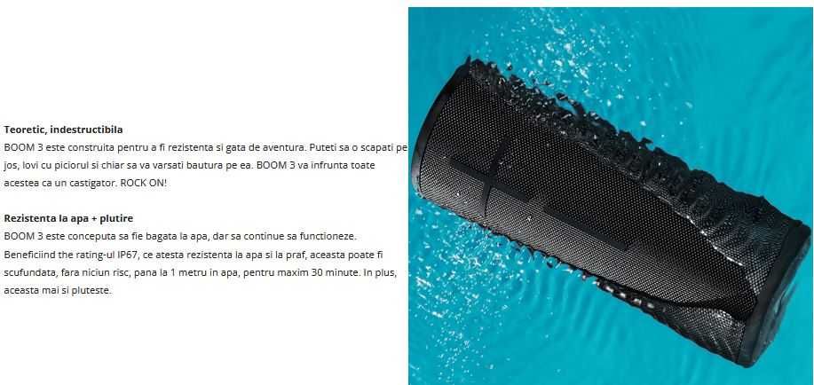 Boxa Logitech Ultimate Ears Boom 3 model S-00170 BT waterproof