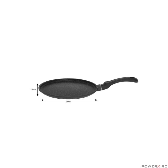 Tigaie pentru clătite, din aluminiu marmorat, 26cm, negru, Kinghoff