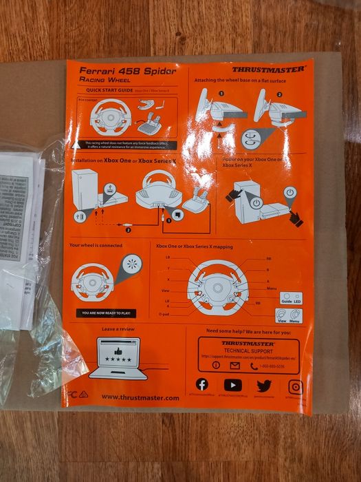 Волан с педали Thrustmaster - Ferrari 458 Spider, черен/червен