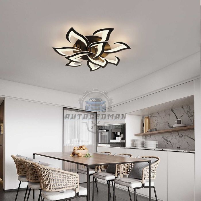 Черен таванен аплик с LED 3-степенен димер 3-светлина лед лампа