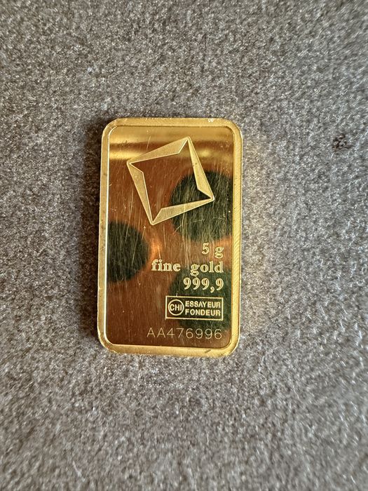 Lingou 5 grame aur 24 karate Puritate 999 Valcambi Suisse pret 3500 le