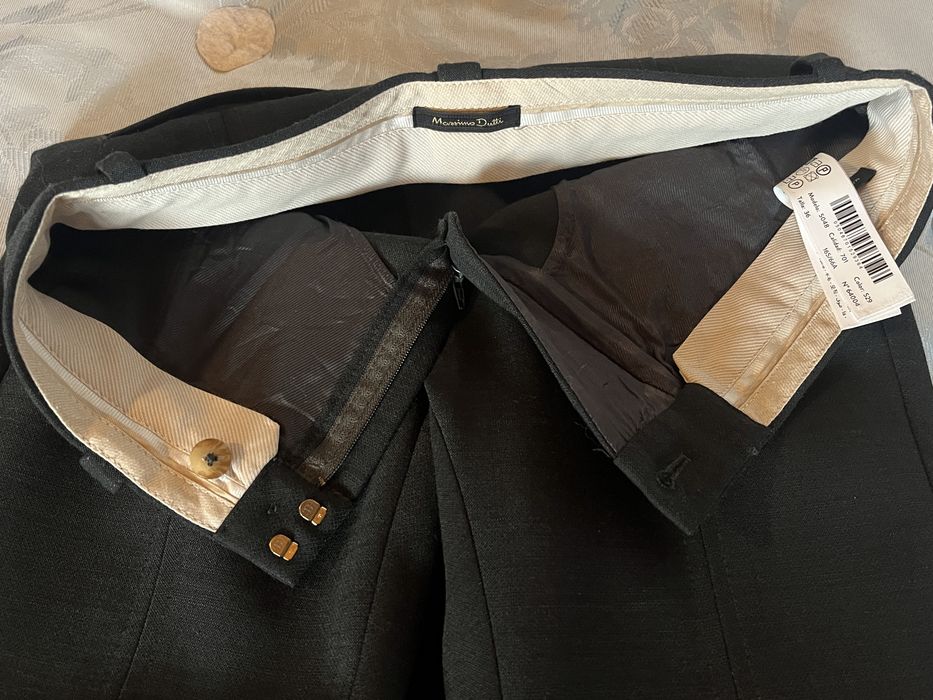 Massimo Dutti, pantaloni lână de costum, verde închis, talie medie