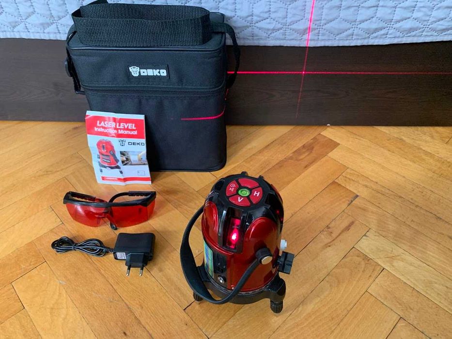 Самонивелиращ линеен лазерен нивелир 5 червени линии на 360 градуса