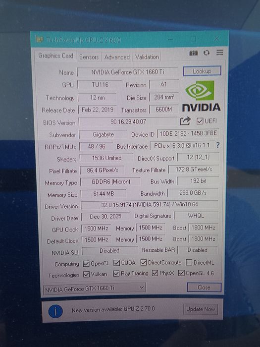 Видеокарта Gigabyte Gtx 1660 ti