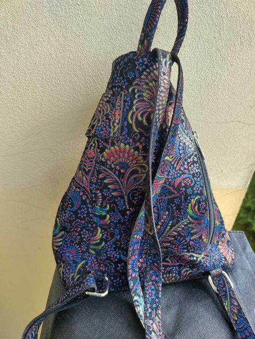 Rucsac dama, piele italiana imprimeu multicolor