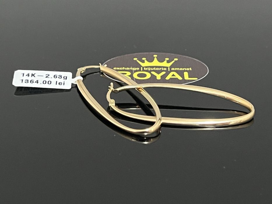 Bijuteria Royal CB : Cercei ovali aur 14K 585  2,63 grame