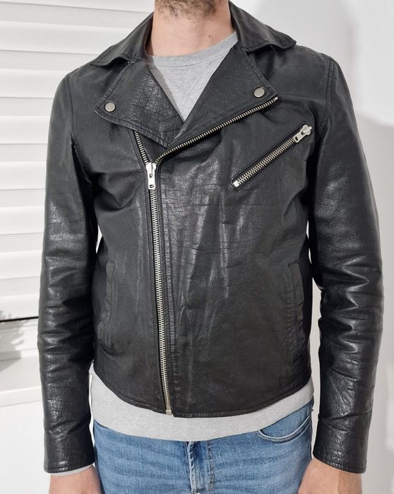 Geaca Piele Barbati Selected Homme Vintage Leather Biker Jacket Slim M