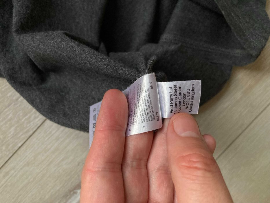 Fred Perry knitted pocket t shirt мъжка сива тениска размер L