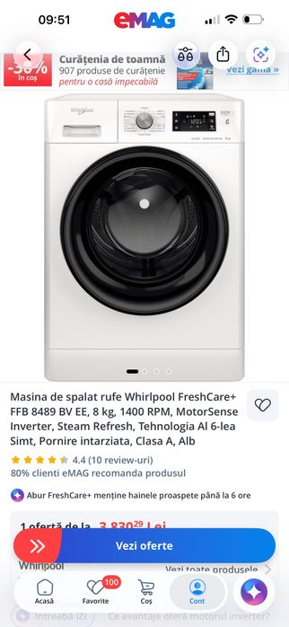 Mașină de spălat rufe în garanție