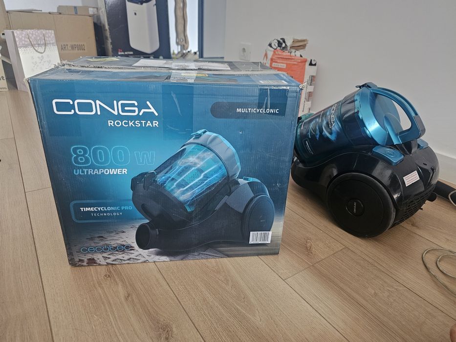 Aspirator fara sac, 800W, Ciclon, duza pentru parchet si mocheta, recipient de praf 2 litri, cablu de 4,8m, gri petrol/negru
