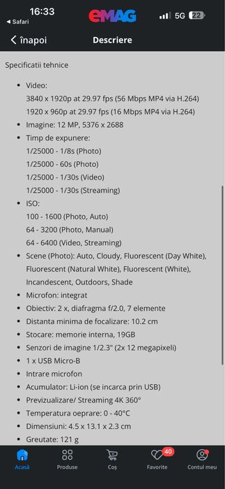 Ricoh Theta V 4K Spherical 360 Degrees VR Camera