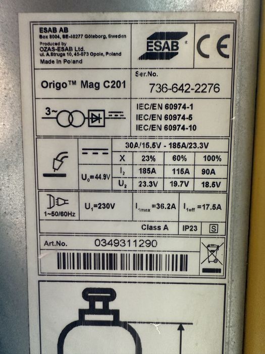 Aparat de sudura Mig Mag Esab Mag C201 185 amperi
