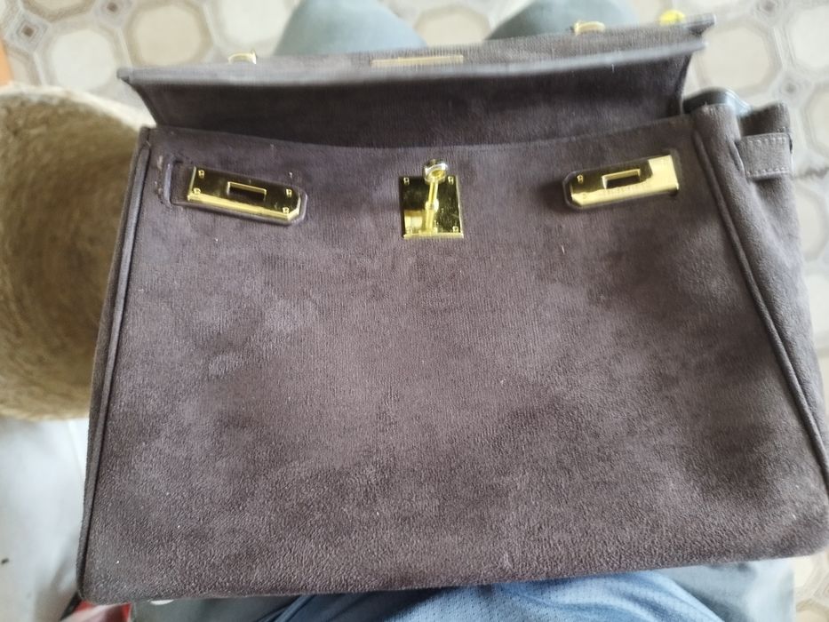 Сумка Hermès, коричневая замша
