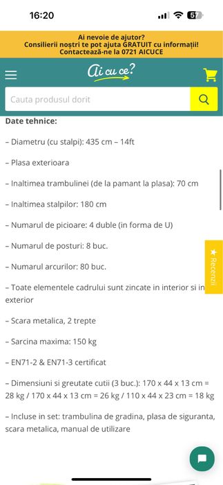 trambulina diametru 435
