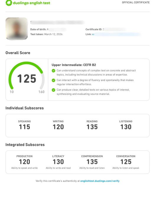 TOEFL iBT (home edition) & DUOLINGO intensive kurslar