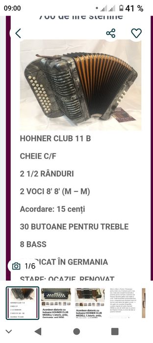 Vând acordeon Hohner