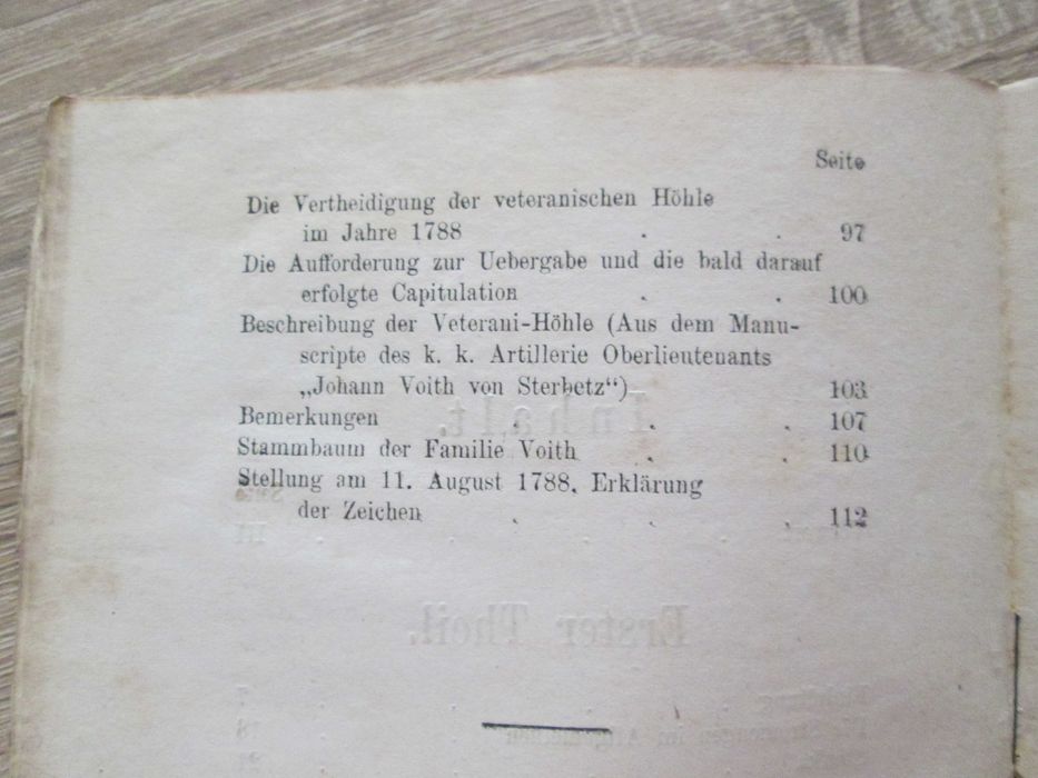 Carte veche + harta militara, Orsova 1874: Anton Boleszny, Cataracta Dunarii, Pestera Veterani si Cetatea Peth (lb. germana)