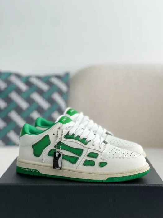 Amiri Skel Top Low Sneakers "White/Green"
