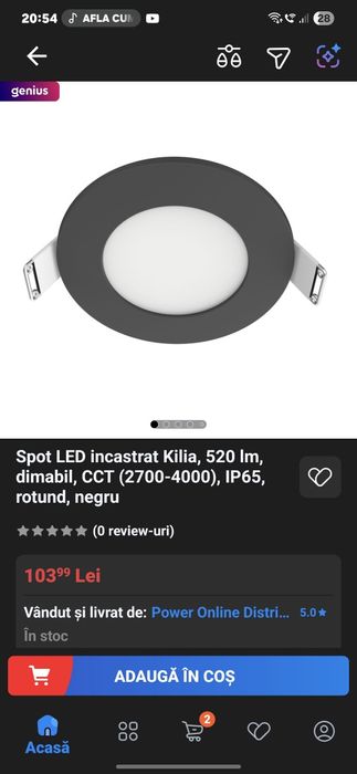 Spot led incastrat cu lumina galbena si alba , rezistent la umiditate