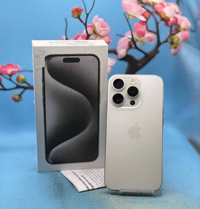 ГАРАНЦИОНЕН! Apple iPhone 15 Pro, 128GB, 5G, White Titanium + адаптер