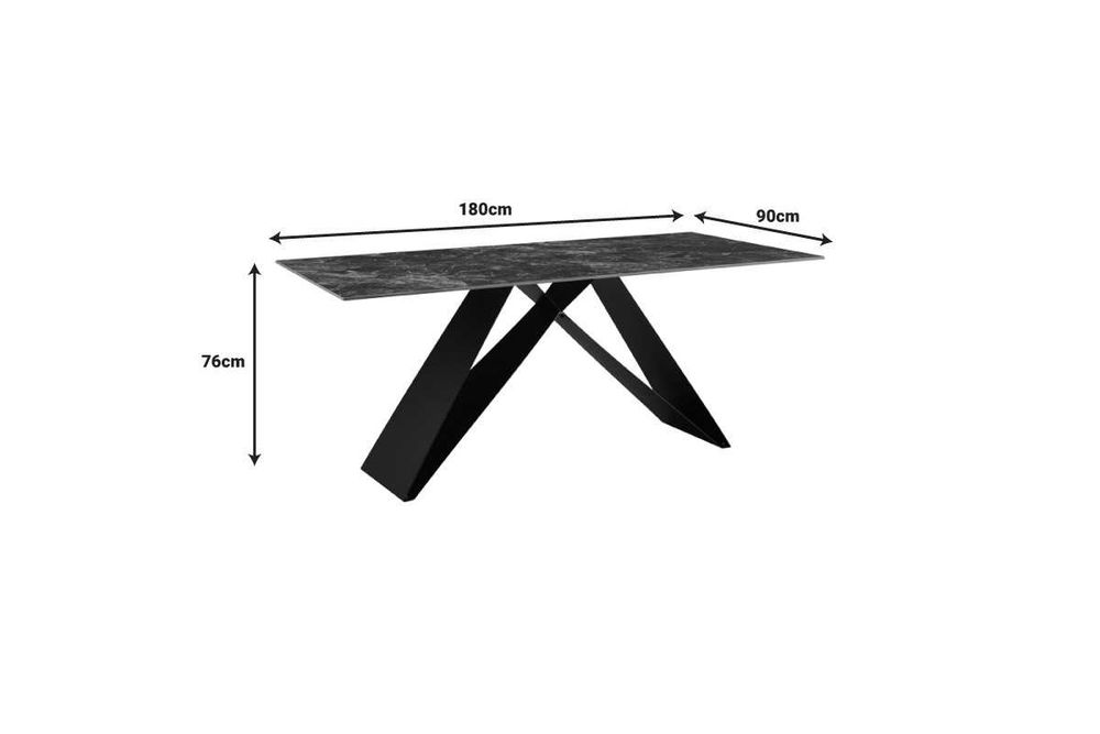 Трапезна маса Meja, Синтерован камък и метална основа, 2 цвята, 180х90